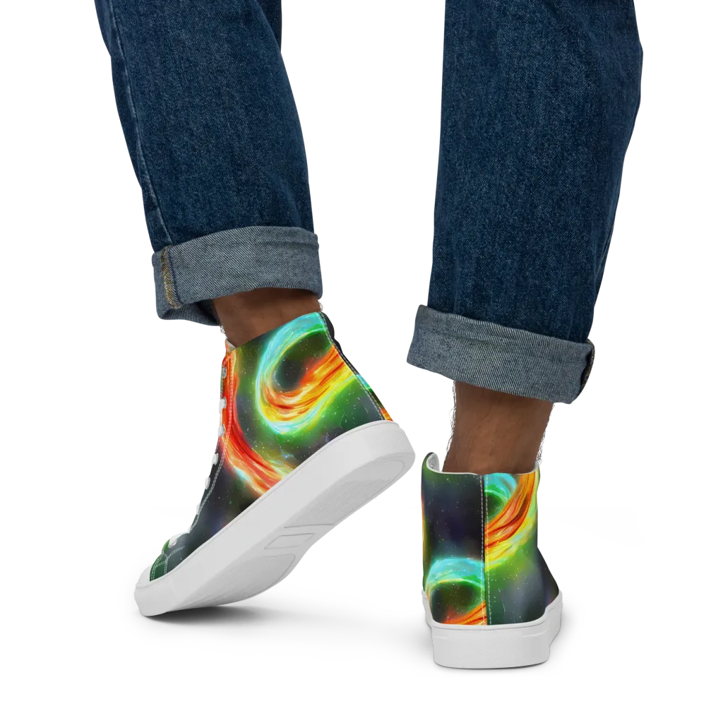 Sherwood Swirl on Men's High Top Canvas Shoes — Back