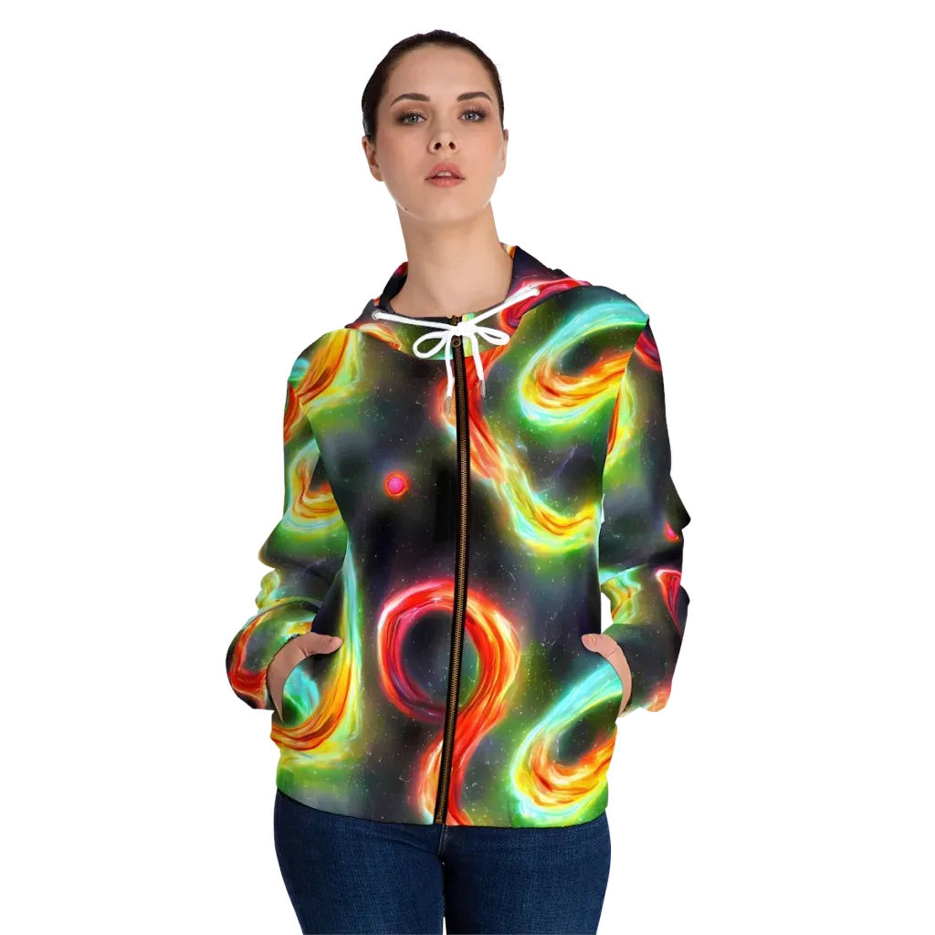Sherwood Swirl on Women's Full-Zip Hoodie — Front On Person