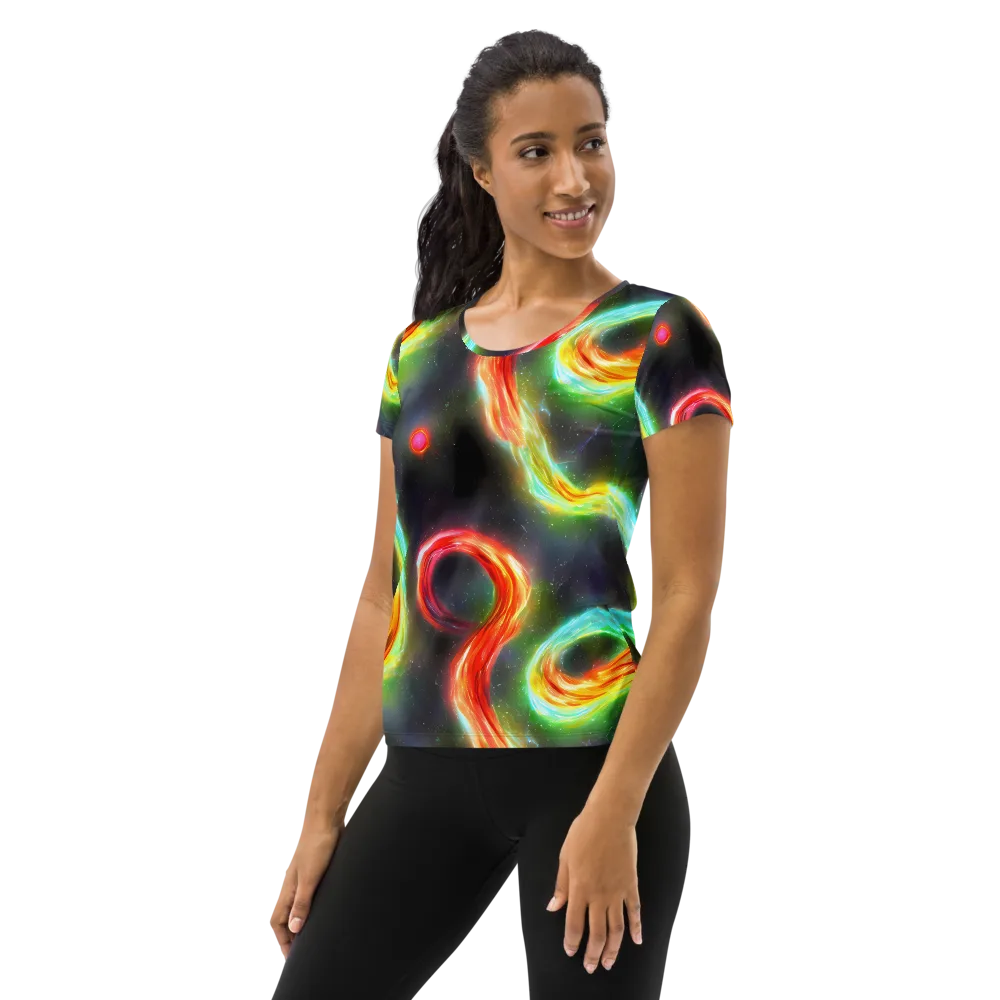Sherwood Swirl on Women's Athletic T-Shirt — Left