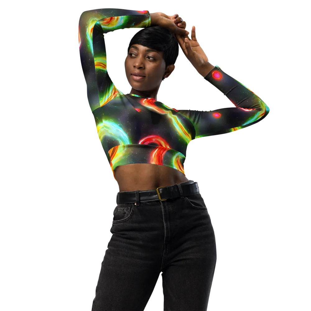 Sherwood Swirl on Long Sleeve Crop Top — Front