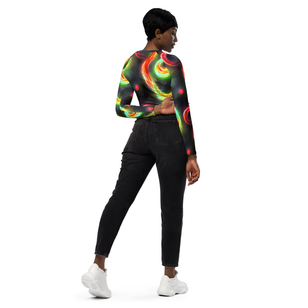 Sherwood Swirl on Long Sleeve Crop Top — Right Back