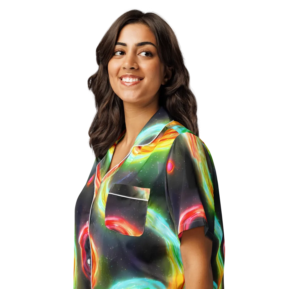 Sherwood Swirl on Women's Short Sleeve Pajama Top — Left Front