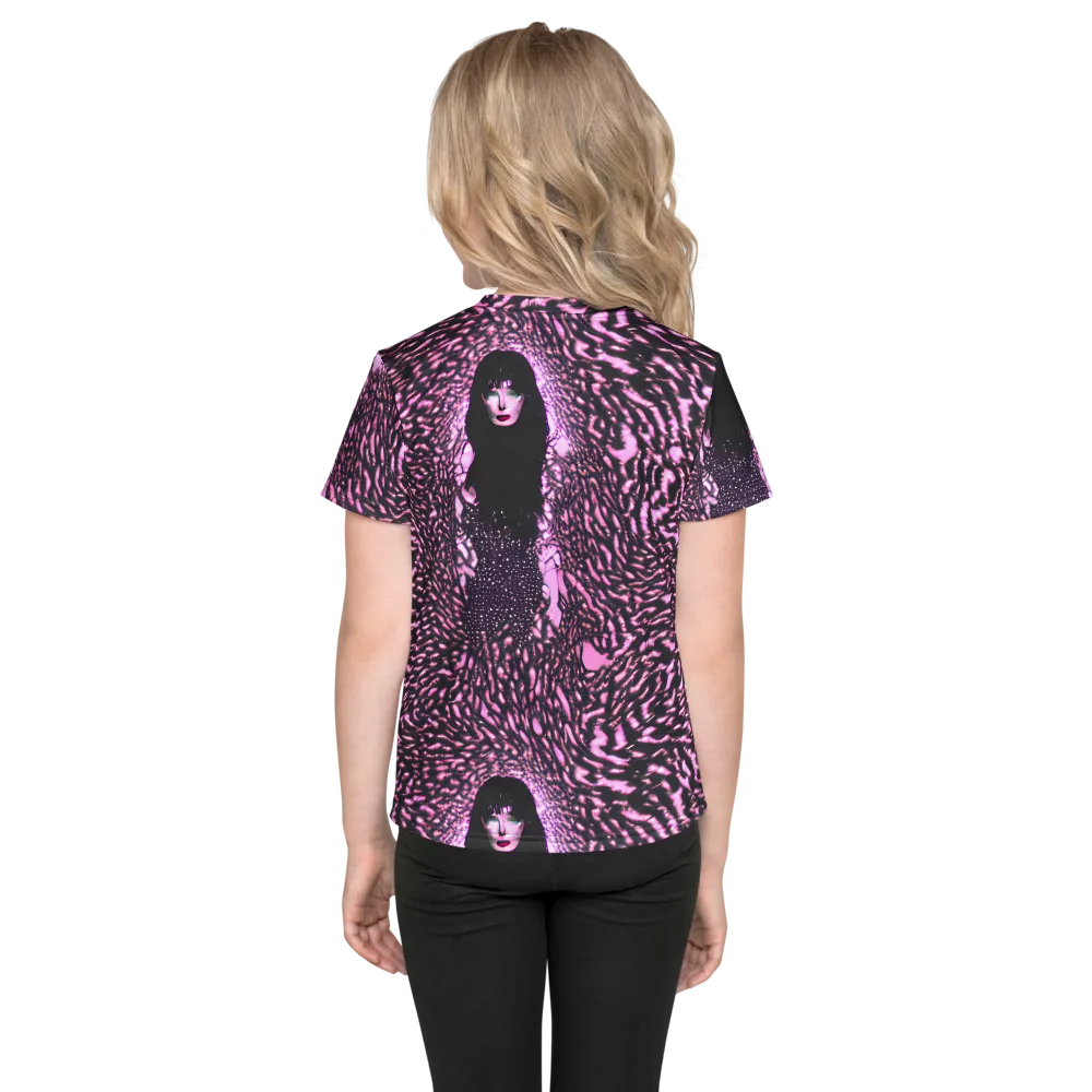 Meryl's Mystery on Kids Crew Neck T-Shirt — Back