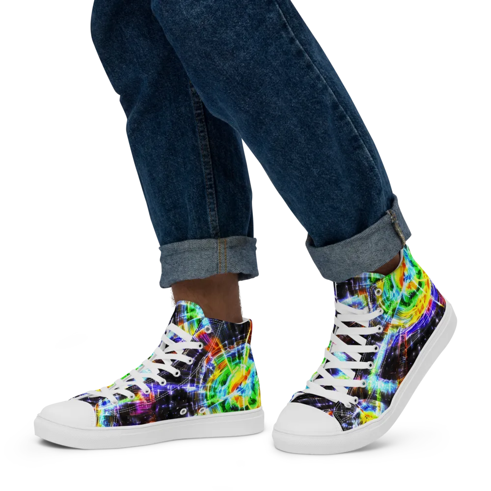 Hirschl's Vortex on Men's High Top Canvas Shoes — Left