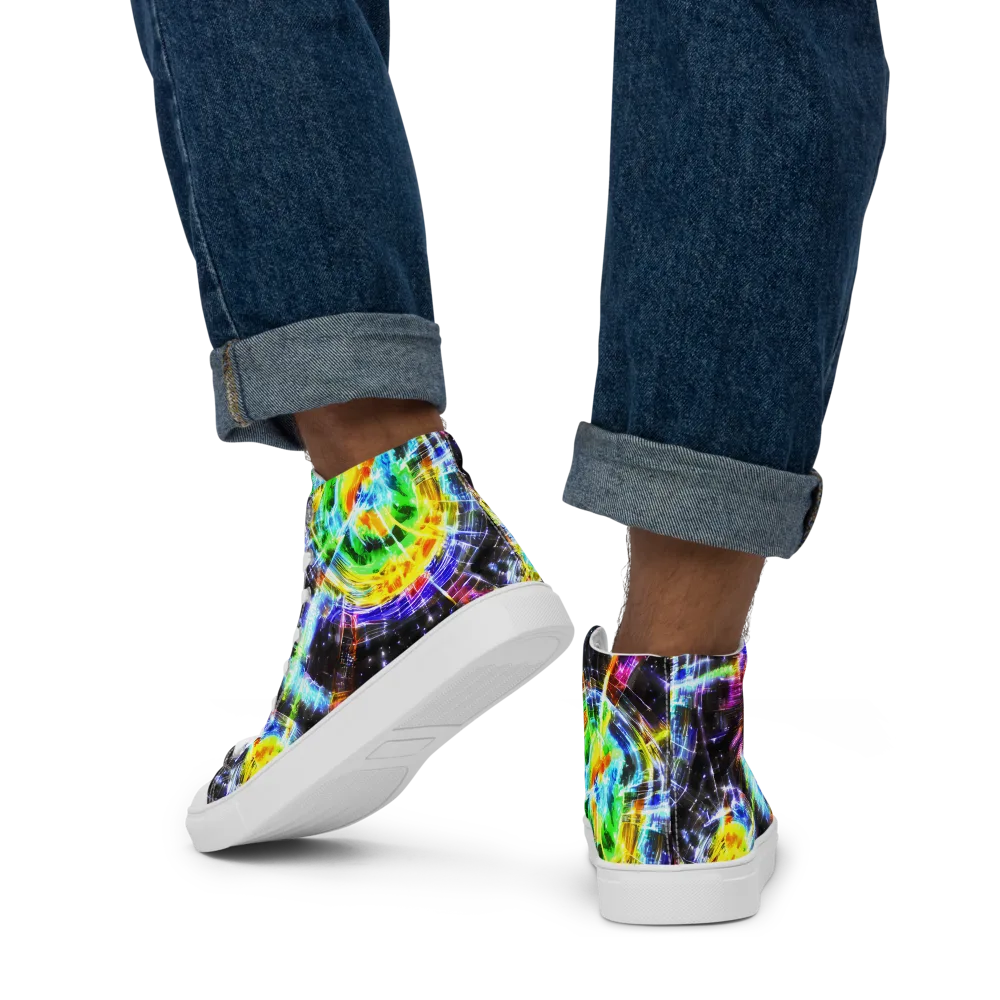 Hirschl's Vortex on Men's High Top Canvas Shoes — Back