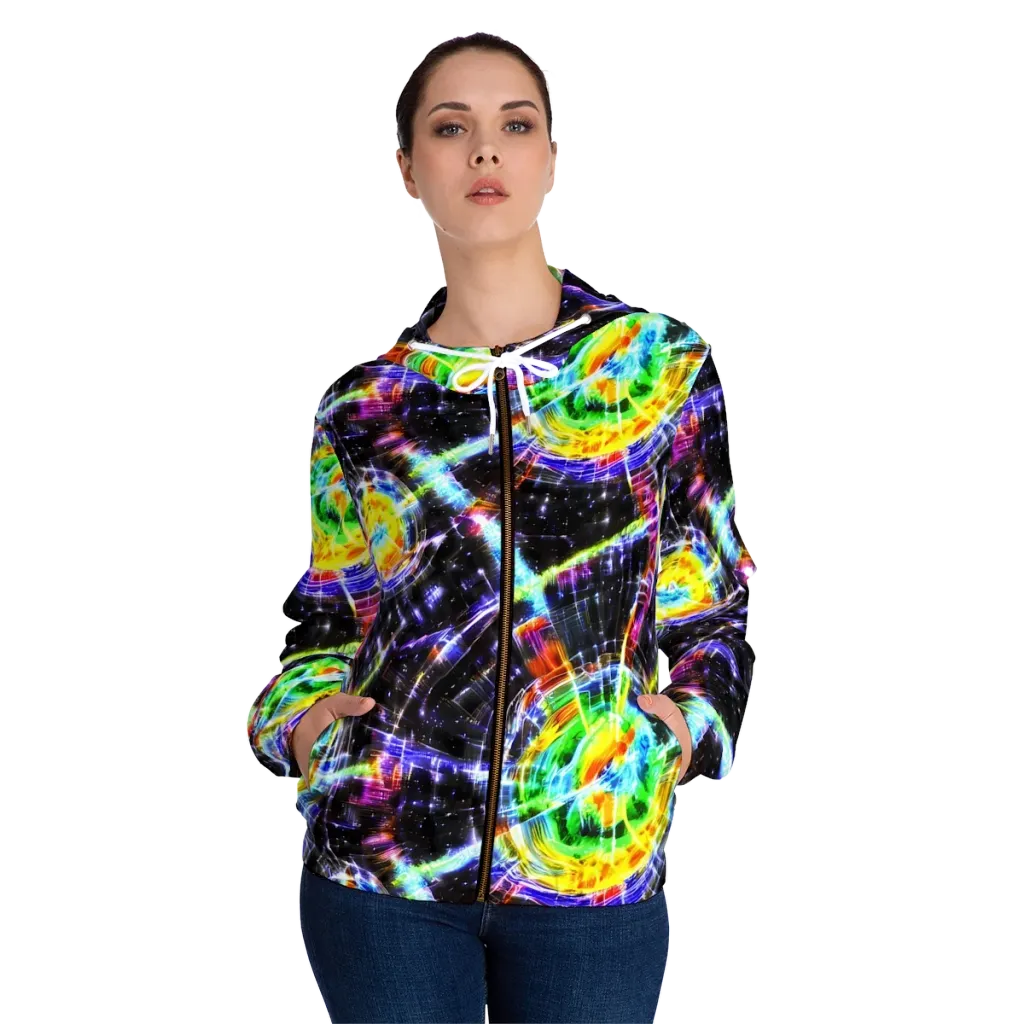 Hirschl's Vortex on Women's Full-Zip Hoodie — Front On Person