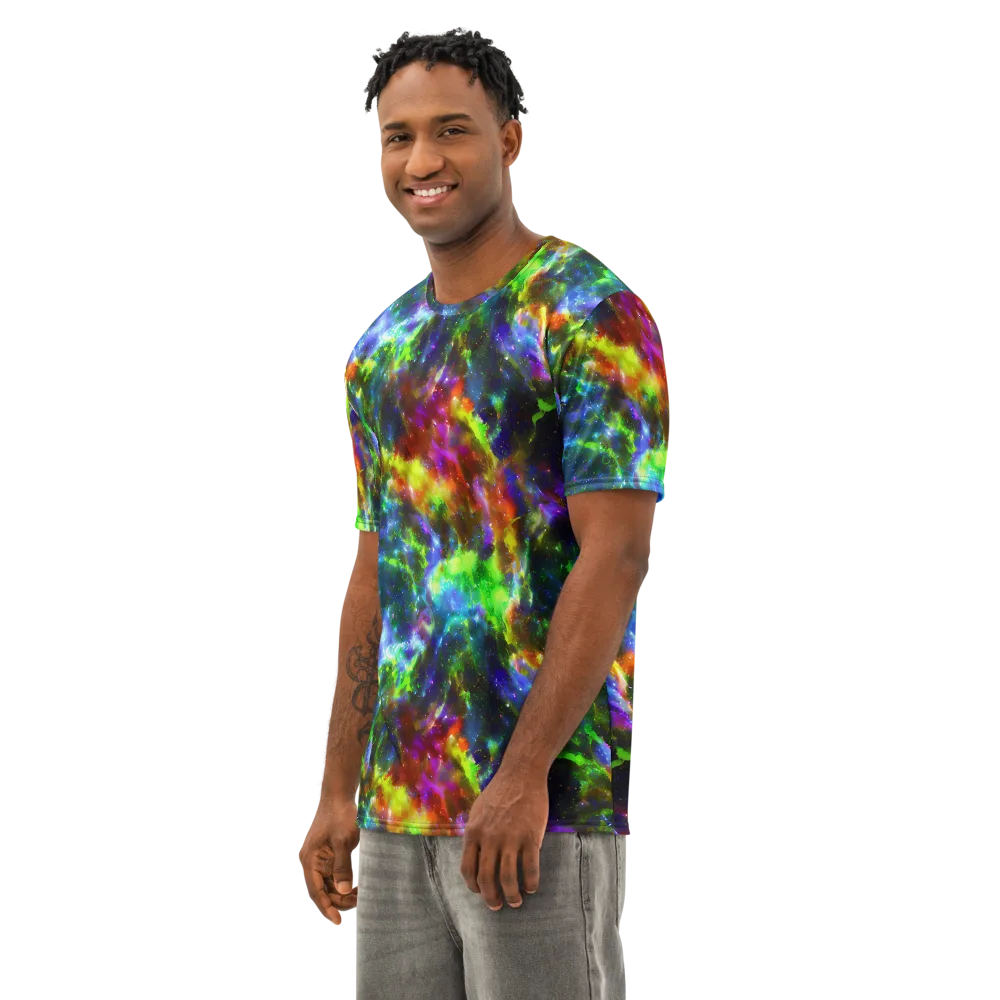 Neer Nebula on Men's Cotton Crew Neck T-Shirt — Left Front