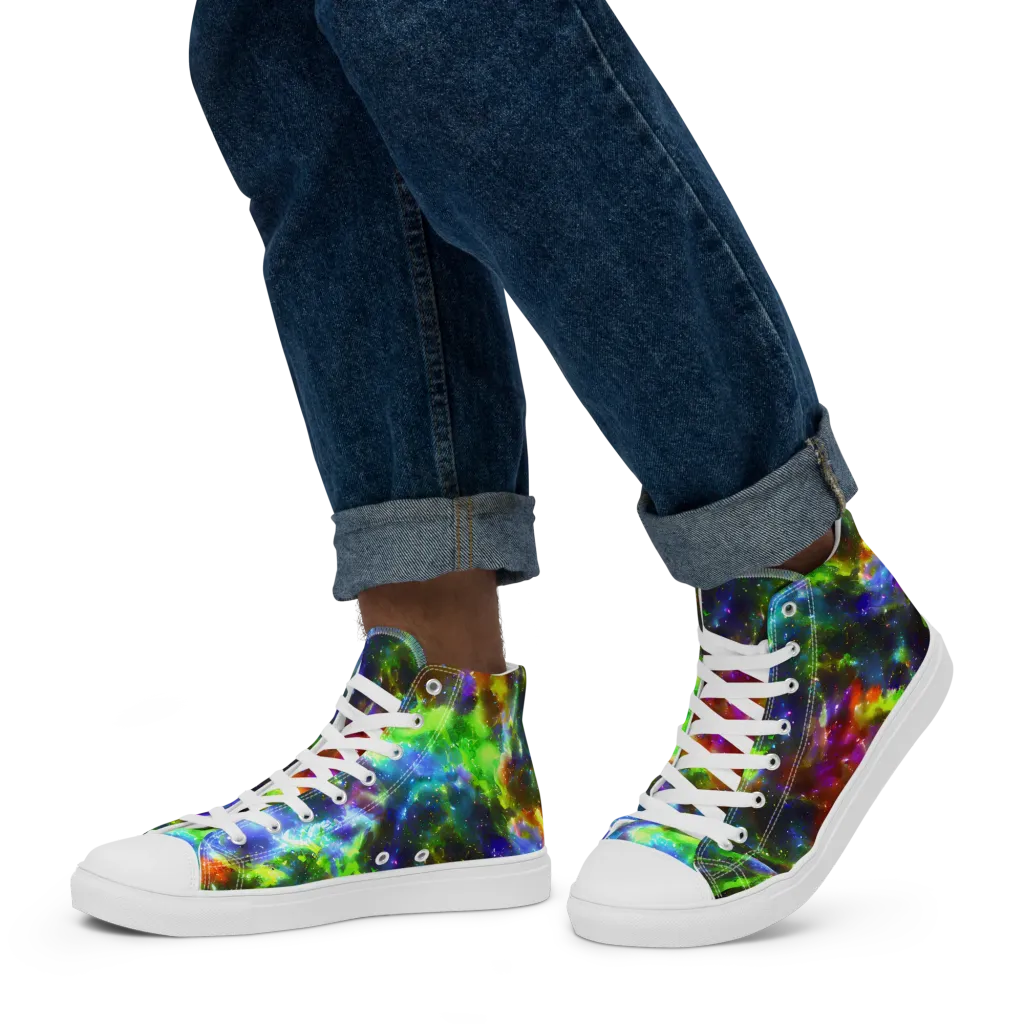 Neer Nebula on Men's High Top Canvas Shoes — Left