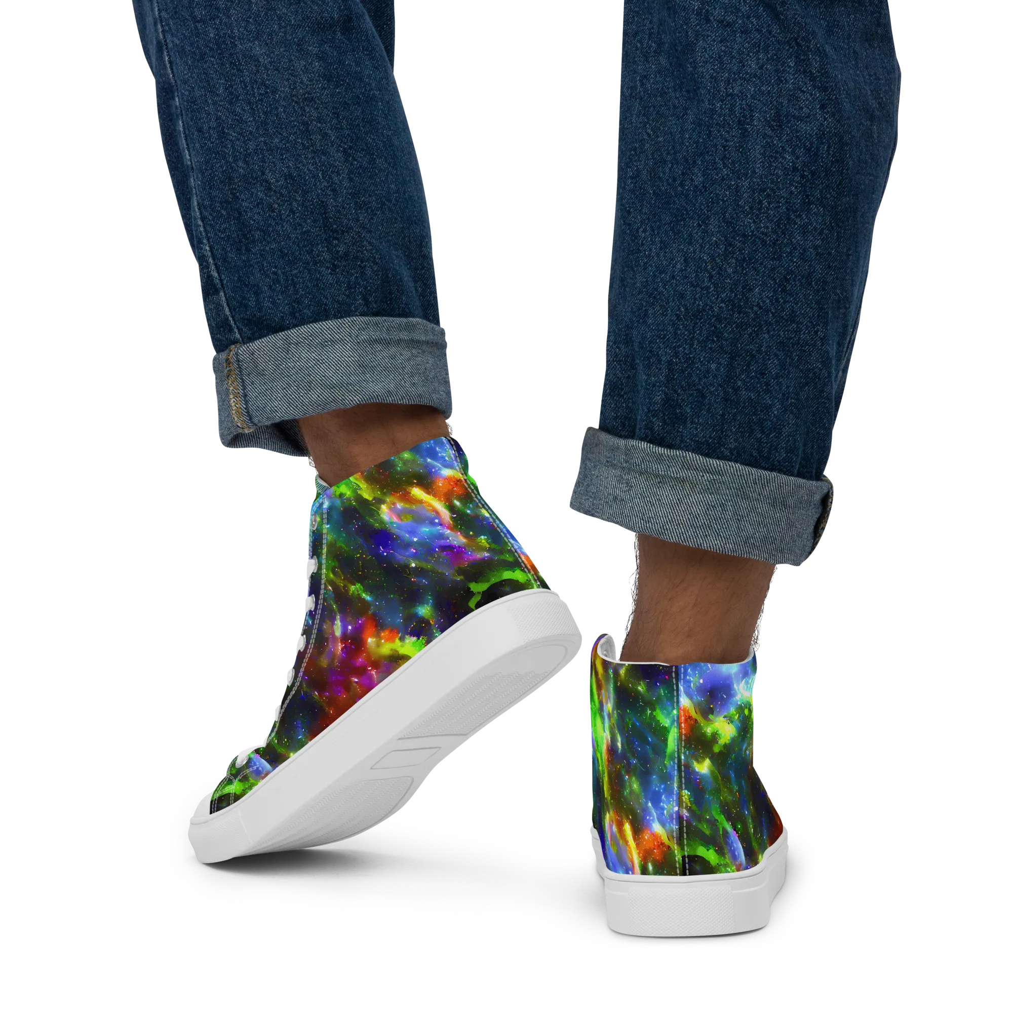Neer Nebula on Men's High Top Canvas Shoes — Back