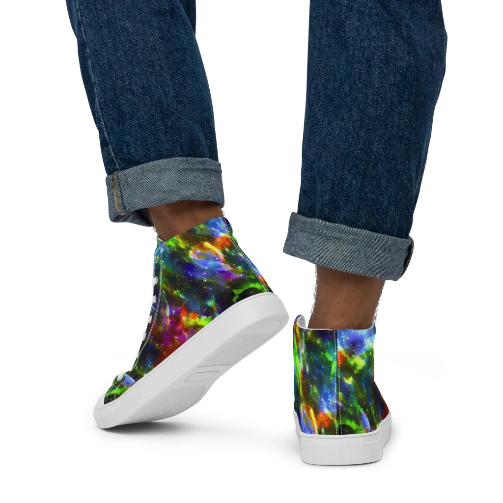 Neer Nebula on Men's High Top Canvas Shoes — Back