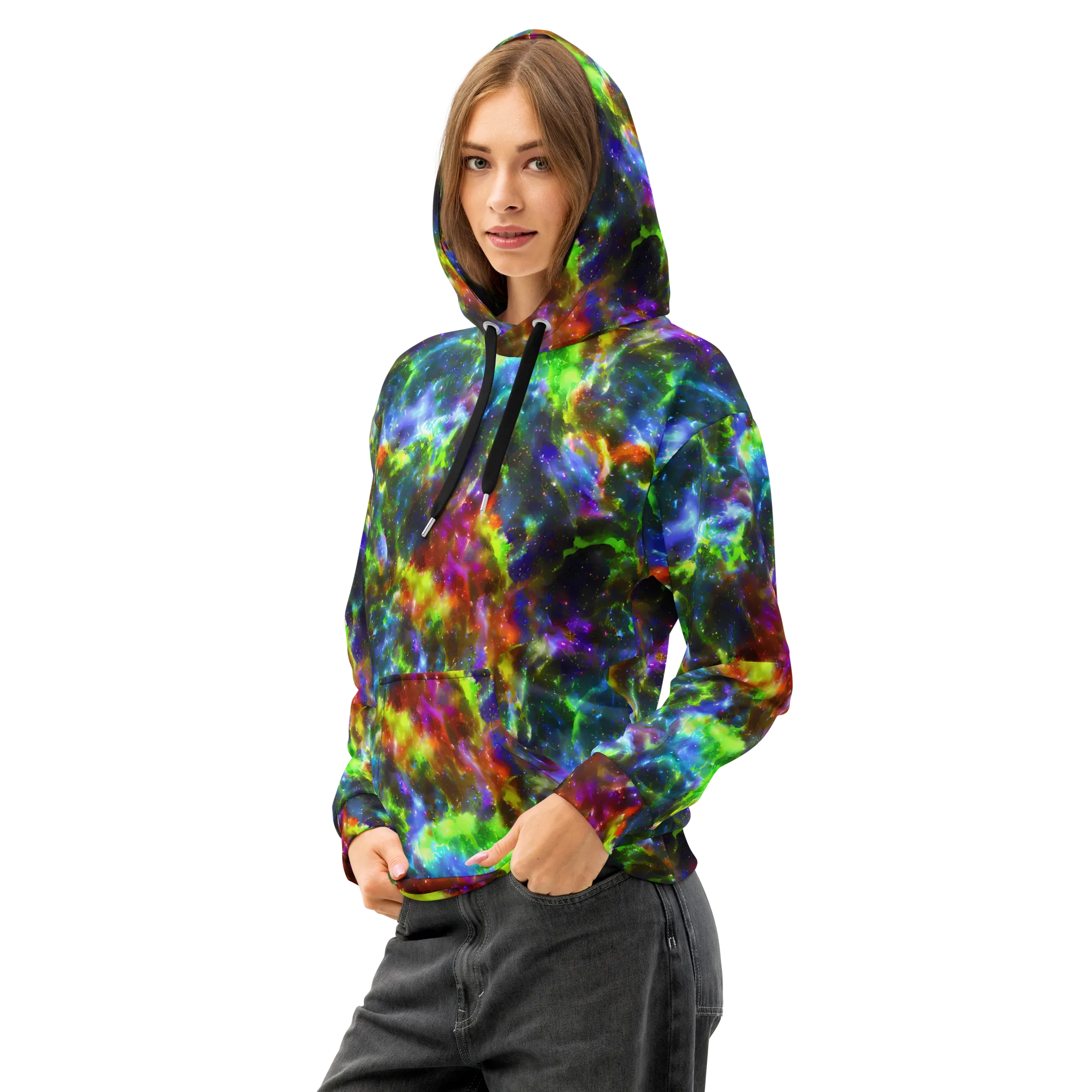 Neer Nebula on Cotton Hoodie — Left Front