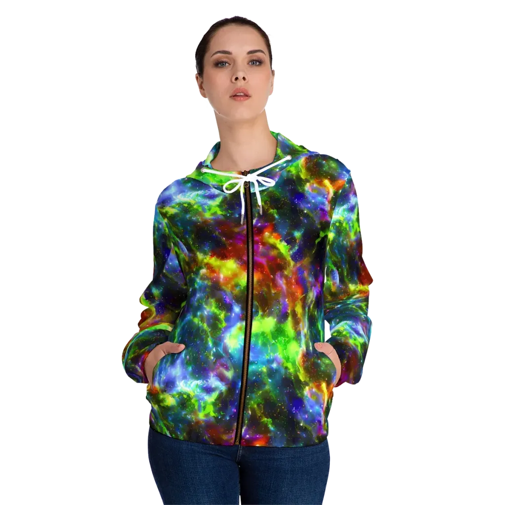 Neer Nebula on Women's Full-Zip Hoodie — Front On Person