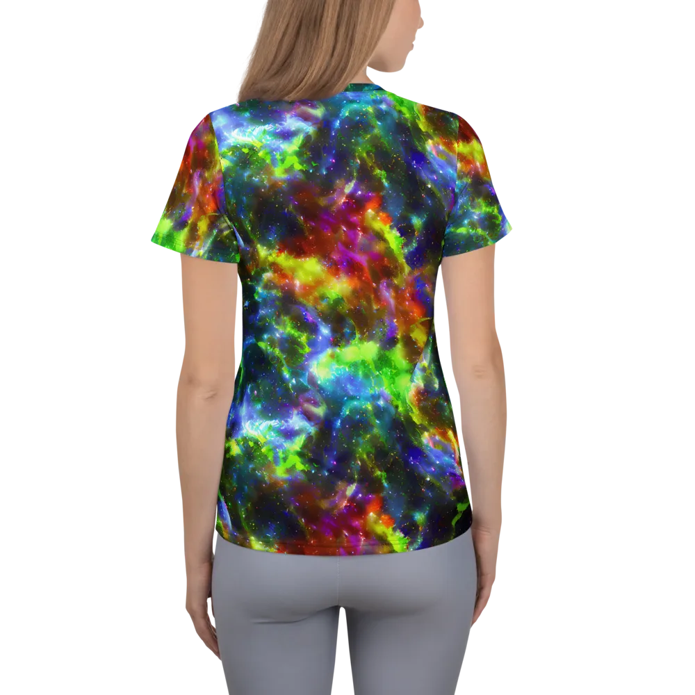 Neer Nebula on Women's Athletic T-Shirt — Back
