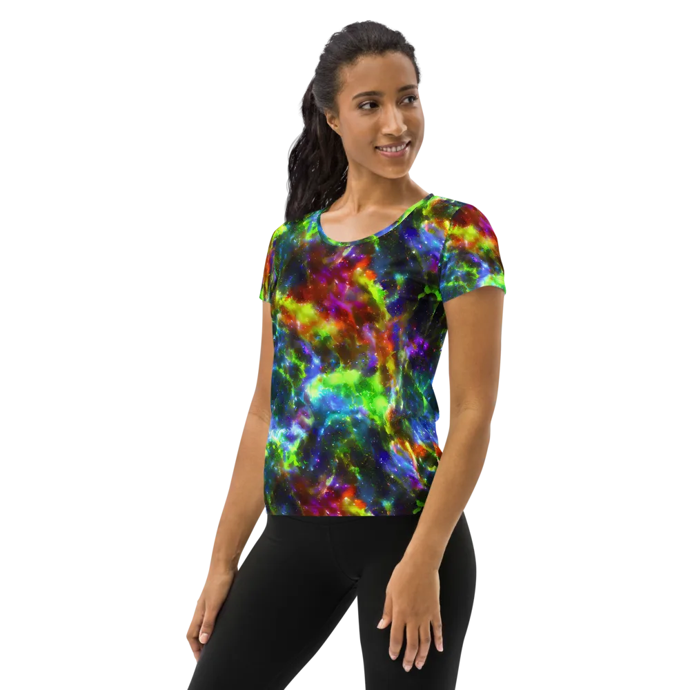 Neer Nebula on Women's Athletic T-Shirt — Left