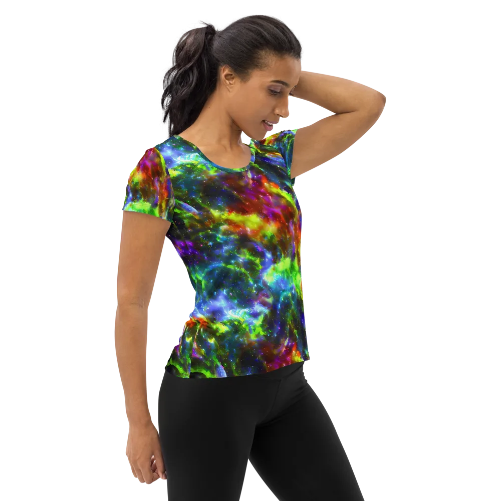 Neer Nebula on Women's Athletic T-Shirt — Right