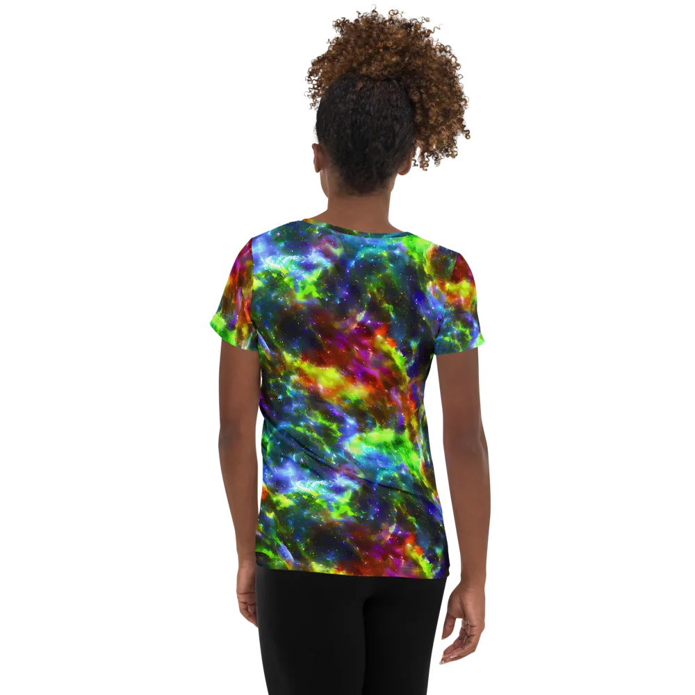 Neer Nebula on Women's Athletic T-Shirt — Back