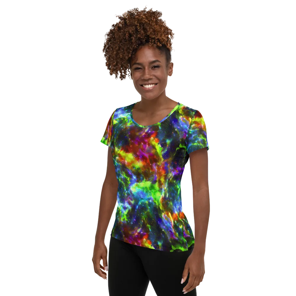 Neer Nebula on Women's Athletic T-Shirt — Left