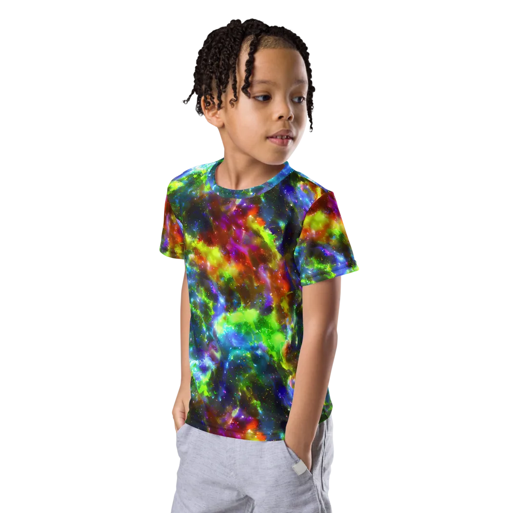 Neer Nebula on Kids Crew Neck T-Shirt — Left Front
