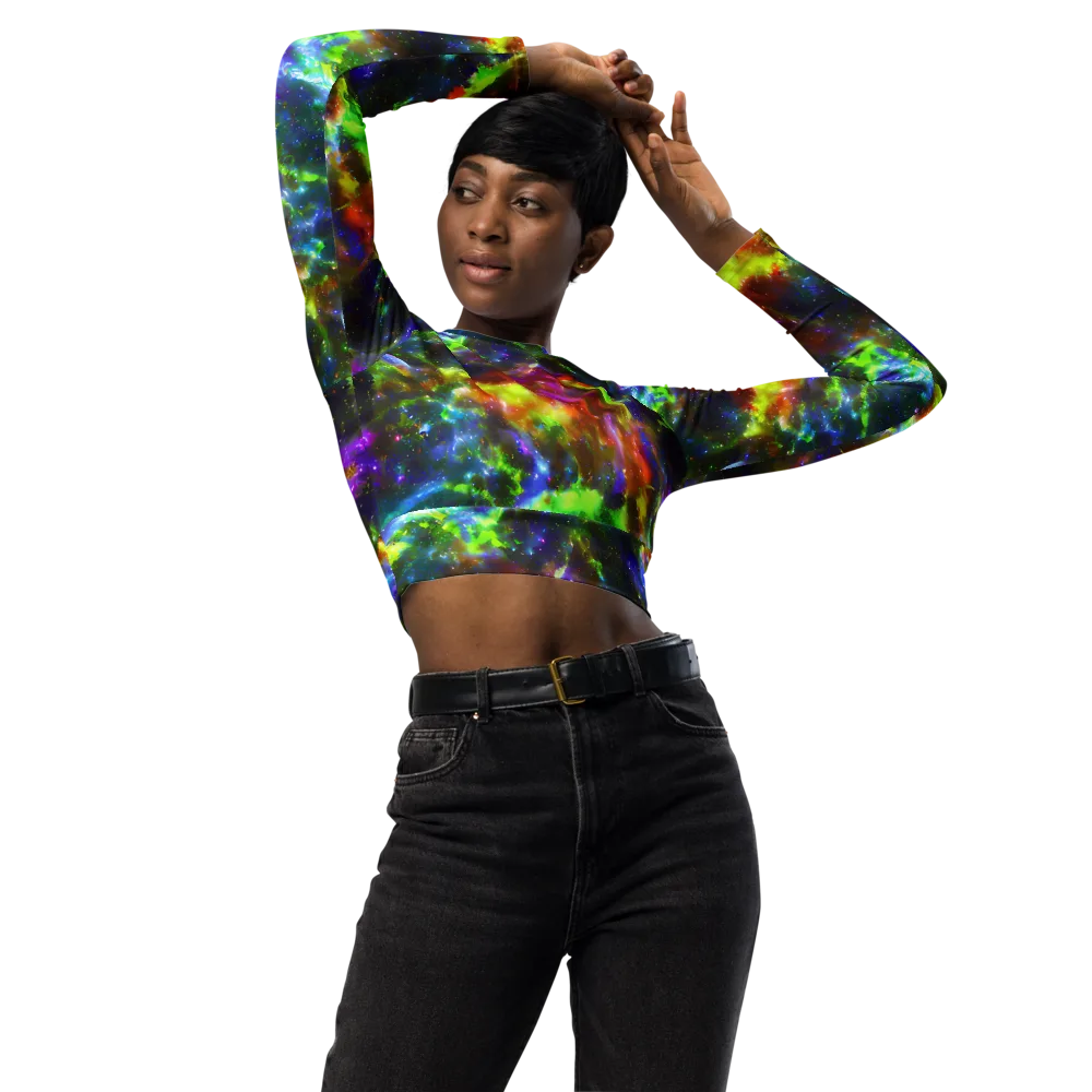 Neer Nebula on Long Sleeve Crop Top — Front