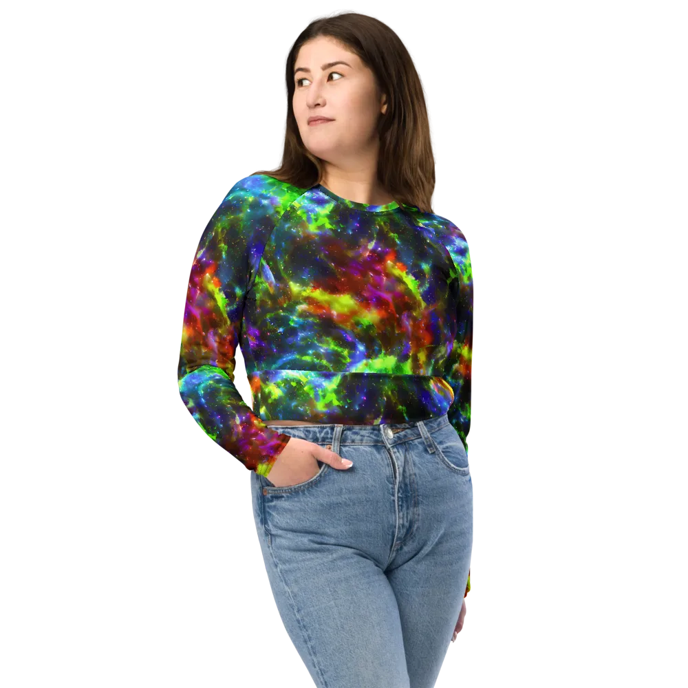 Neer Nebula on Long Sleeve Crop Top — Front