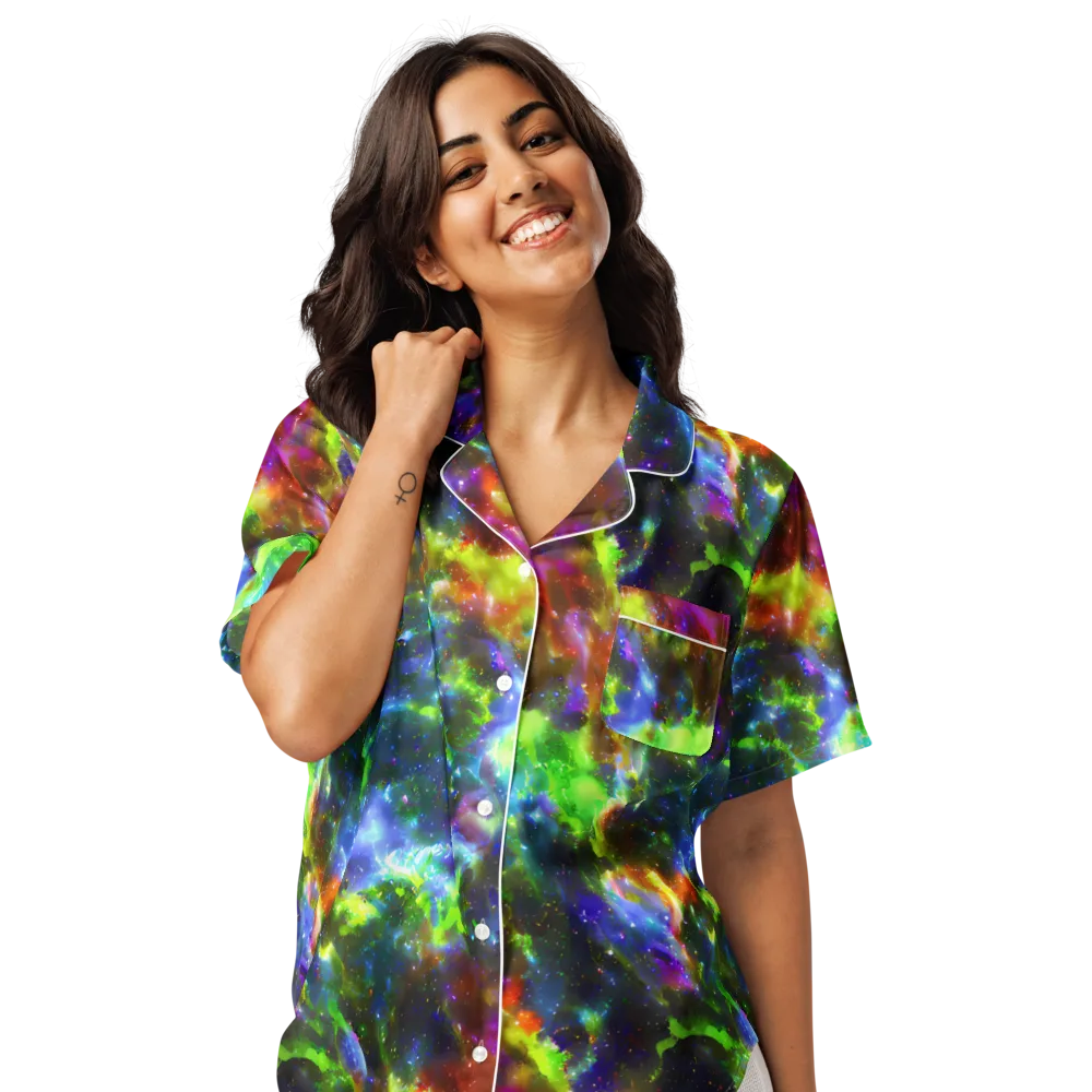 Neer Nebula on Women's Short Sleeve Pajama Top — Front