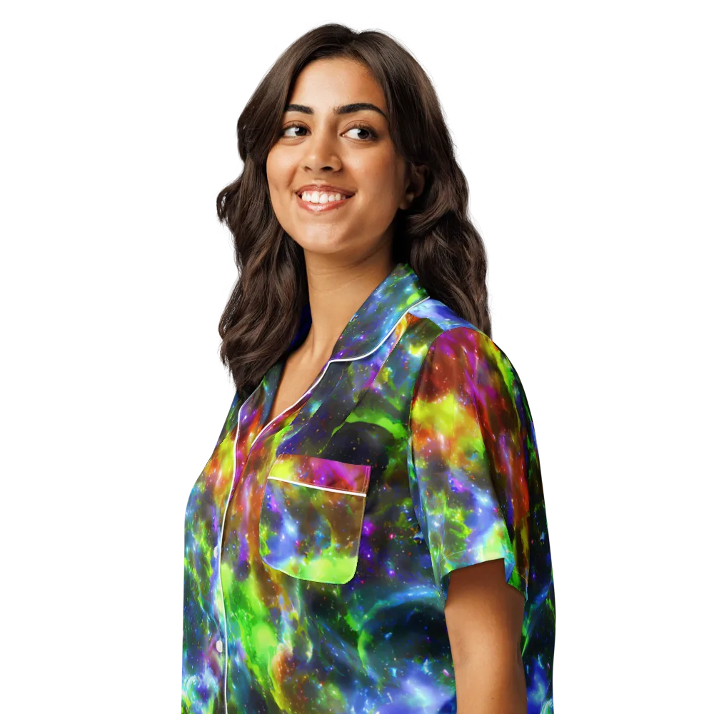Neer Nebula on Women's Short Sleeve Pajama Top — Left Front