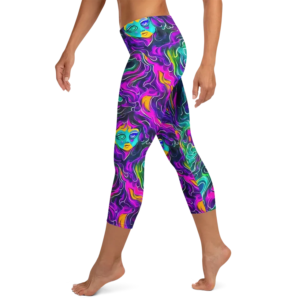 Vortex Dream on Capri Leggings — Left