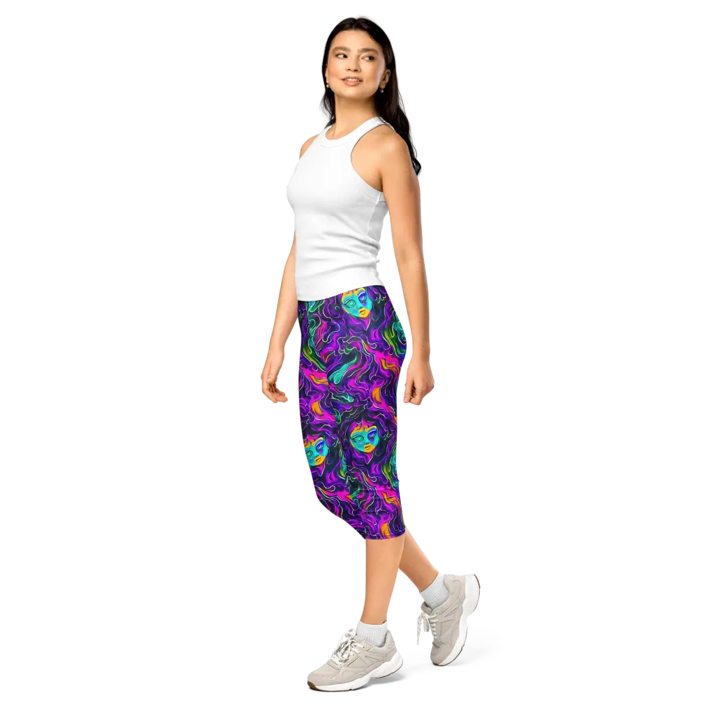 Vortex Dream on Capri Leggings — Left Front