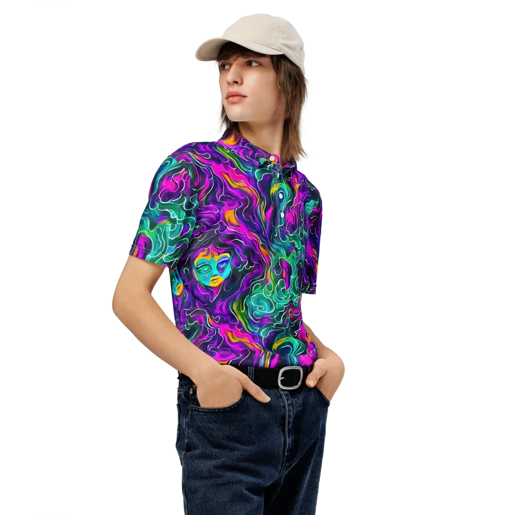 Vortex Dream on Men's Slim Fit Polo Shirt — Right Front