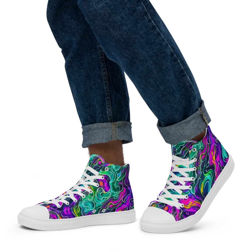Vortex Dream on Men's High Top Canvas Shoes — Left