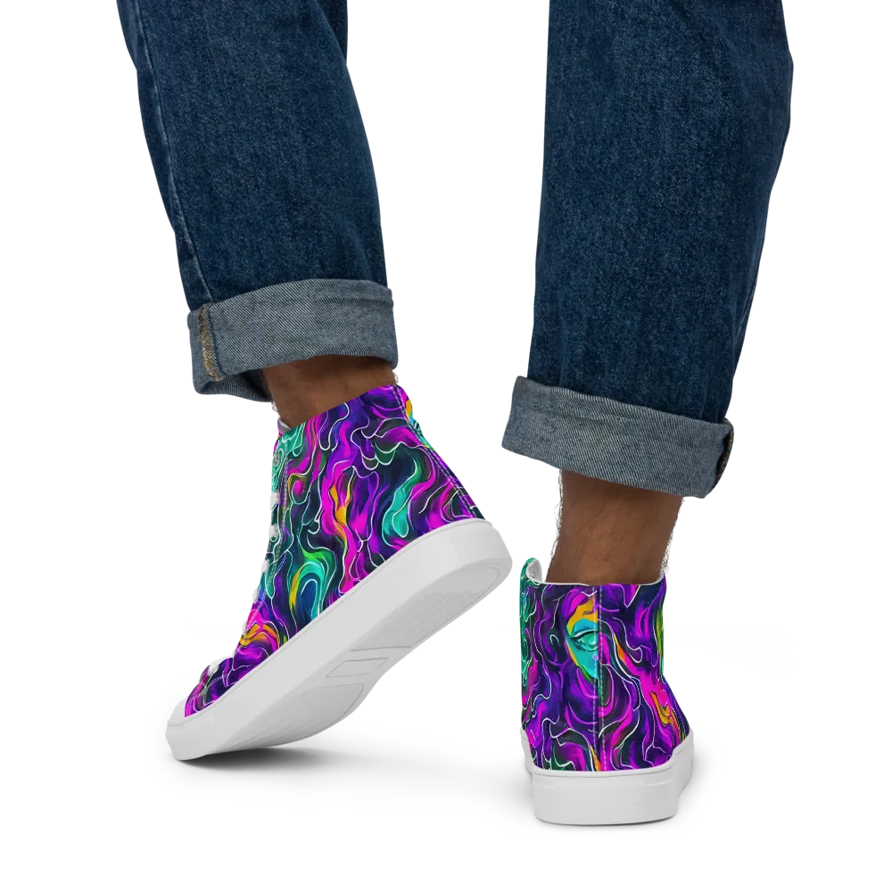 Vortex Dream on Men's High Top Canvas Shoes — Back