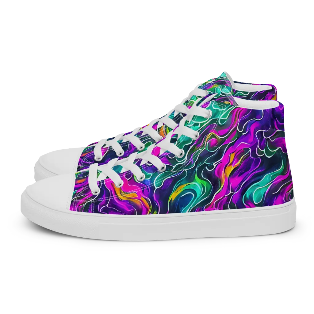 Vortex Dream on Women's High Top Canvas Shoes — Left