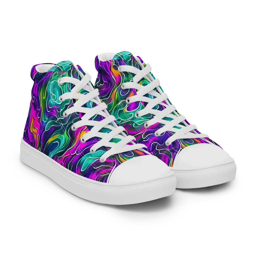 Vortex Dream on Women's High Top Canvas Shoes — Right Front