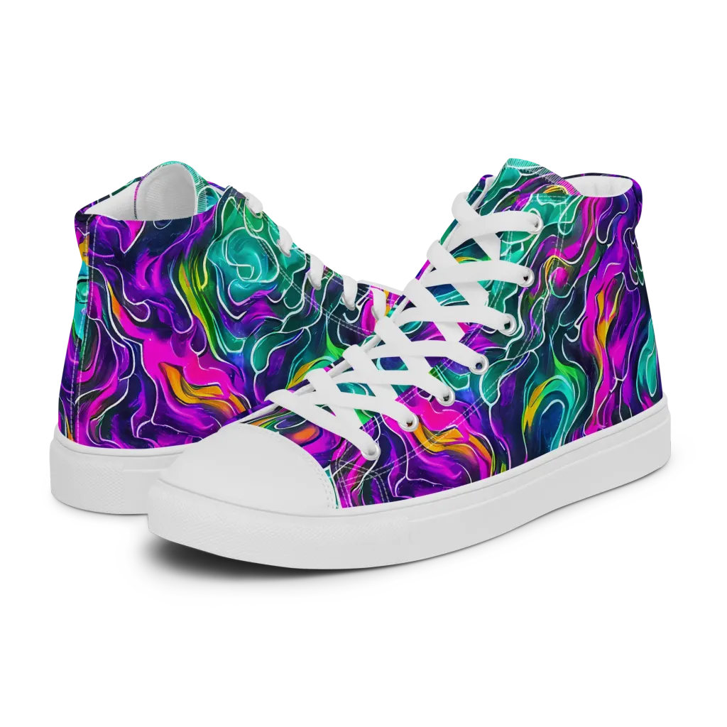 Vortex Dream on Women's High Top Canvas Shoes — Left