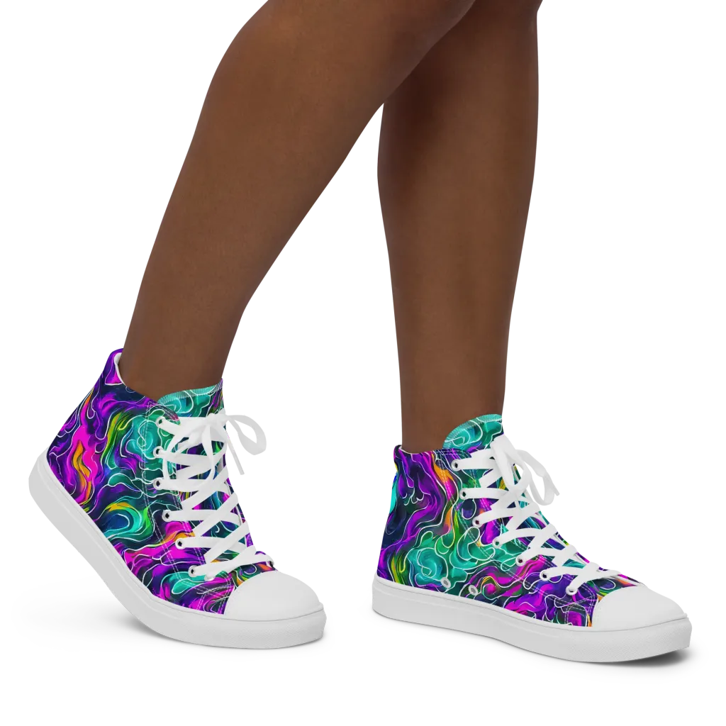 Vortex Dream on Women's High Top Canvas Shoes — Right