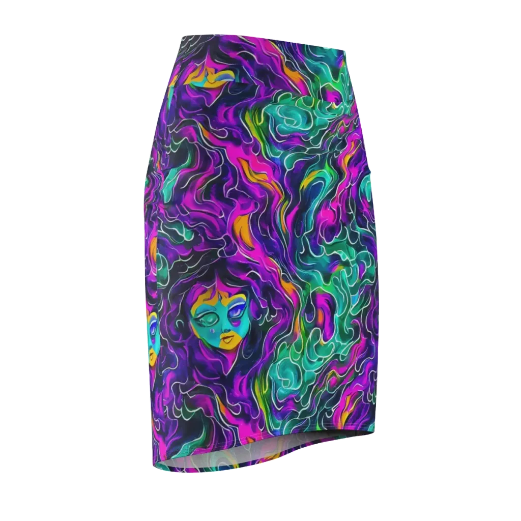 Vortex Dream on Pencil Skirt — Front Side