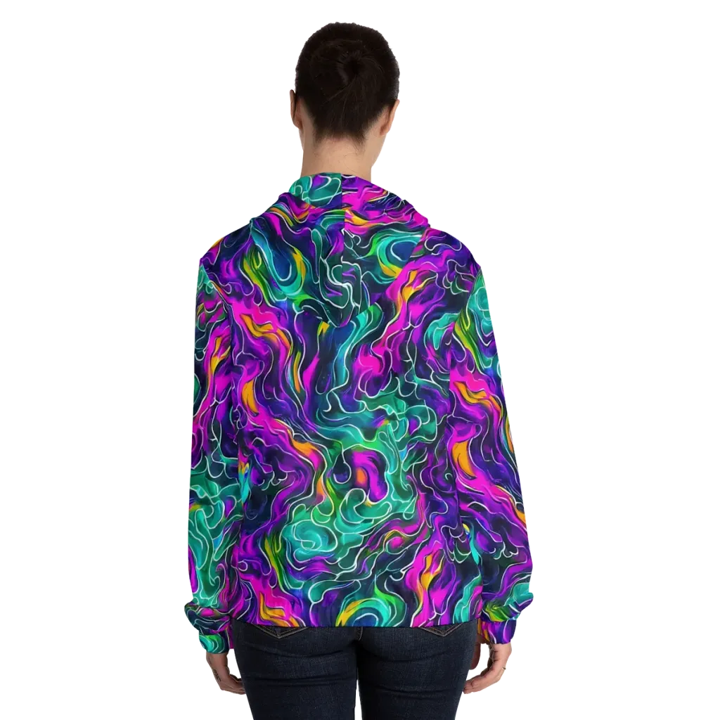 Vortex Dream on Women's Full-Zip Hoodie — Back On Person