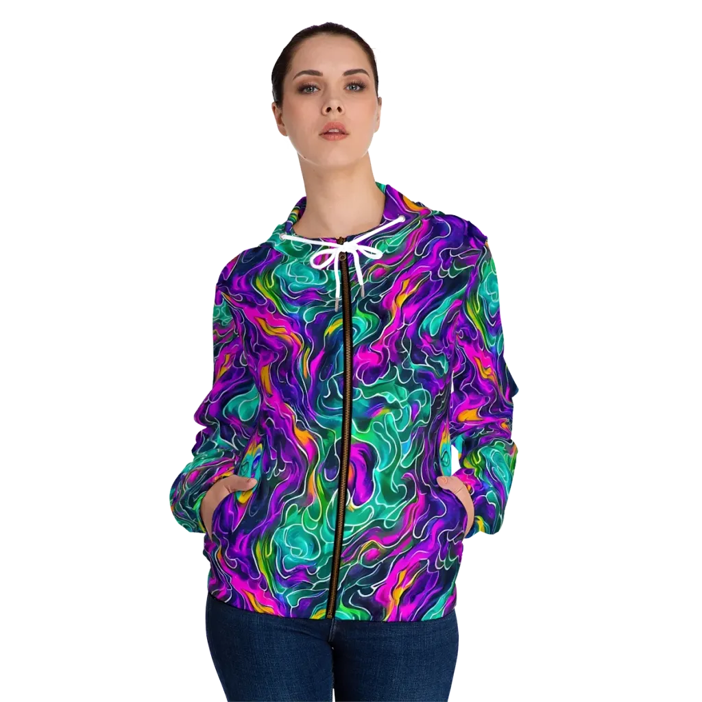 Vortex Dream on Women's Full-Zip Hoodie — Front On Person