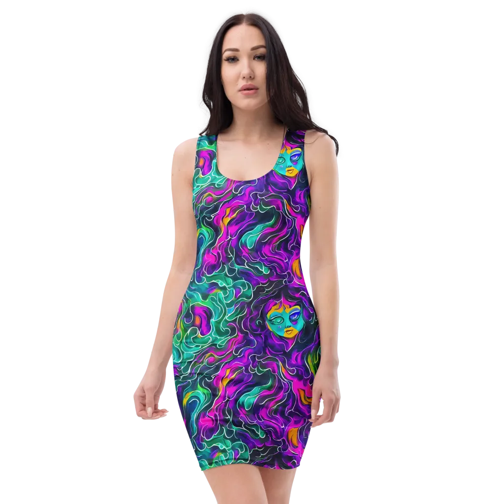 Vortex Dream on Bodycon Dress — Front