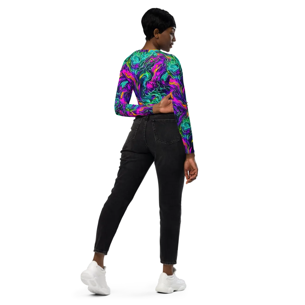 Vortex Dream on Long Sleeve Crop Top — Right Back