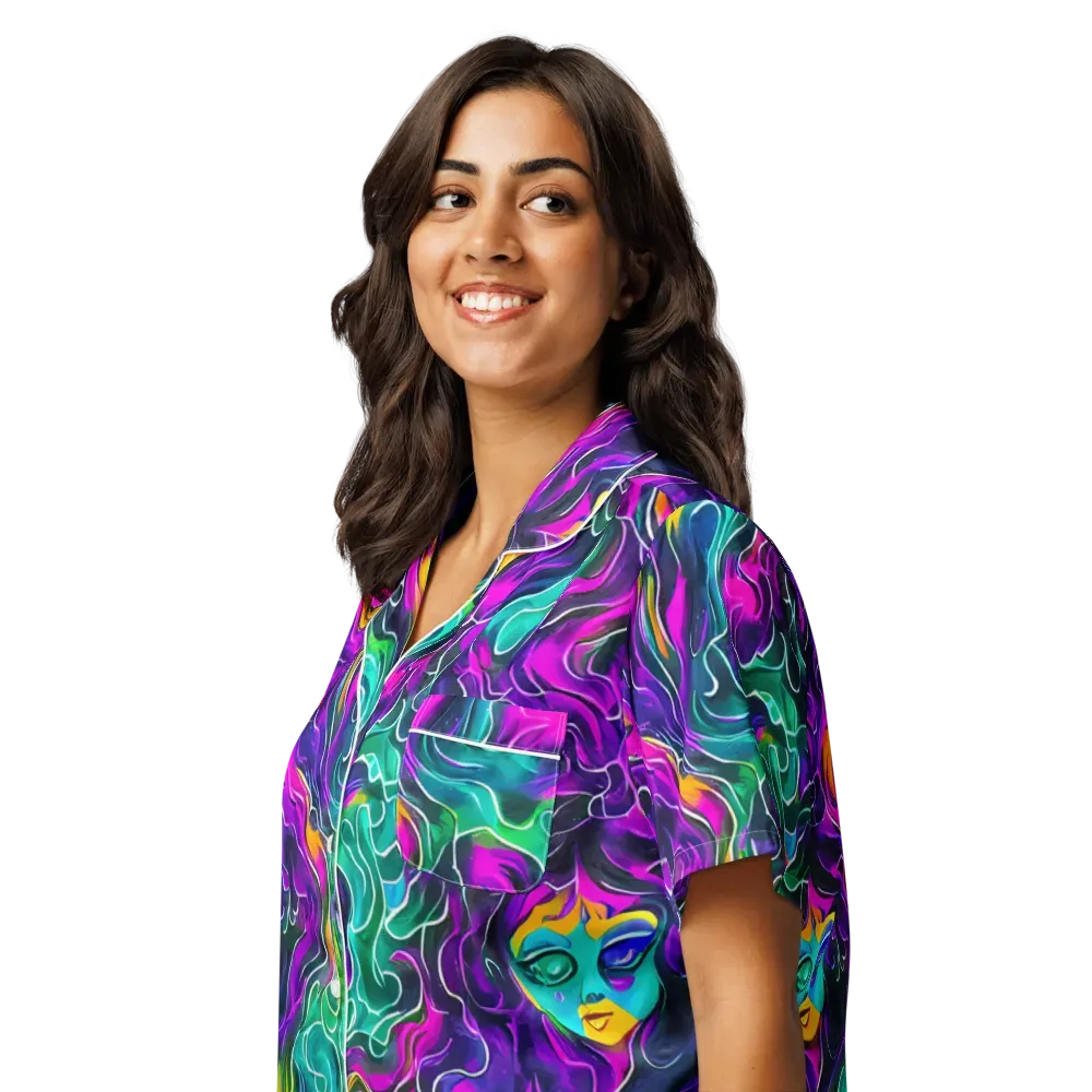 Vortex Dream on Women's Short Sleeve Pajama Top — Left Front