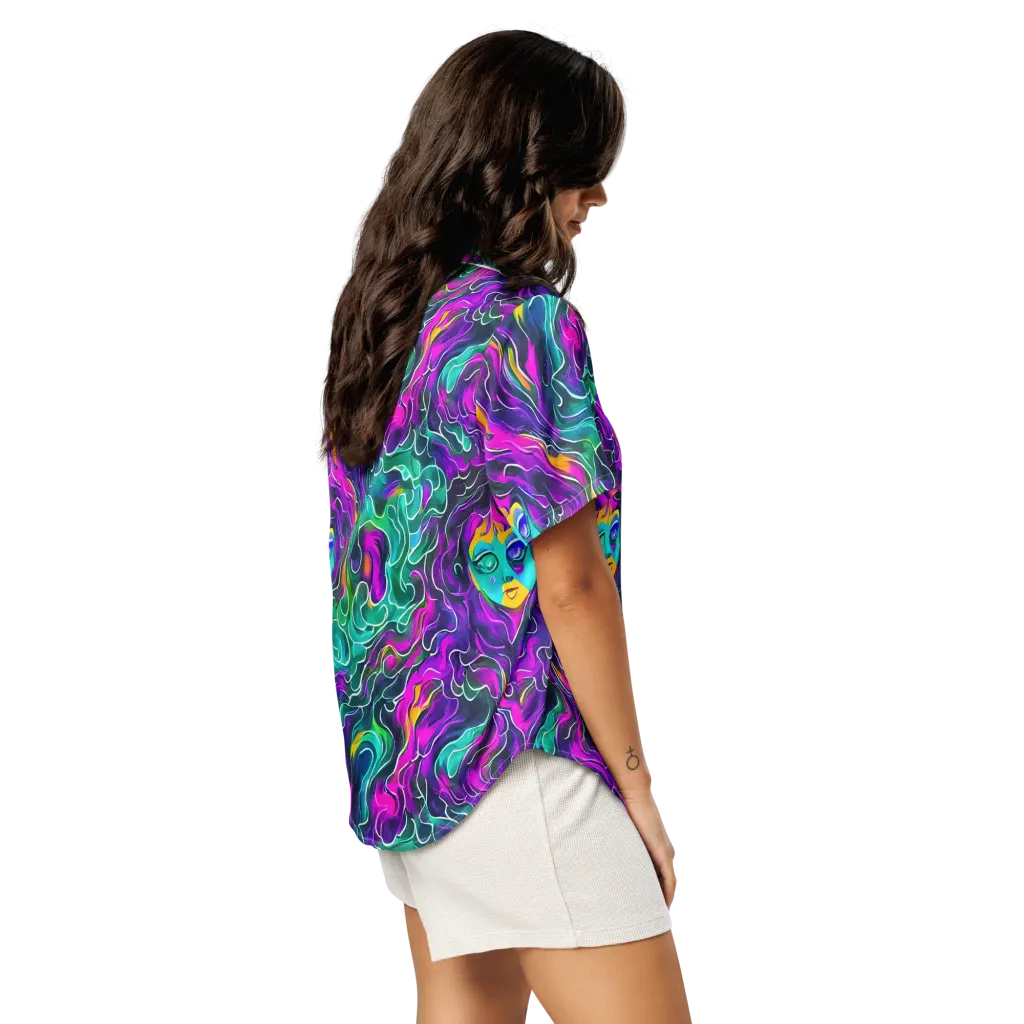 Vortex Dream on Women's Short Sleeve Pajama Top — Right Back