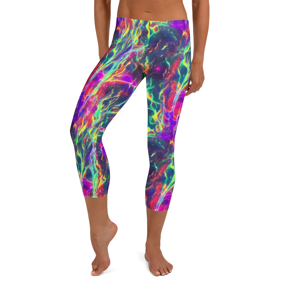 Twin Pines on Capri Leggings — Front