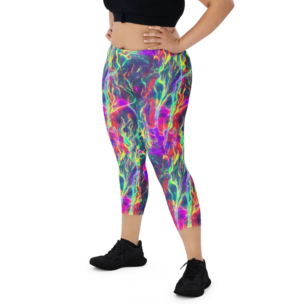 Twin Pines on Capri Leggings — Front
