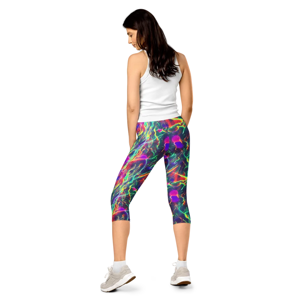Twin Pines on Capri Leggings — Back