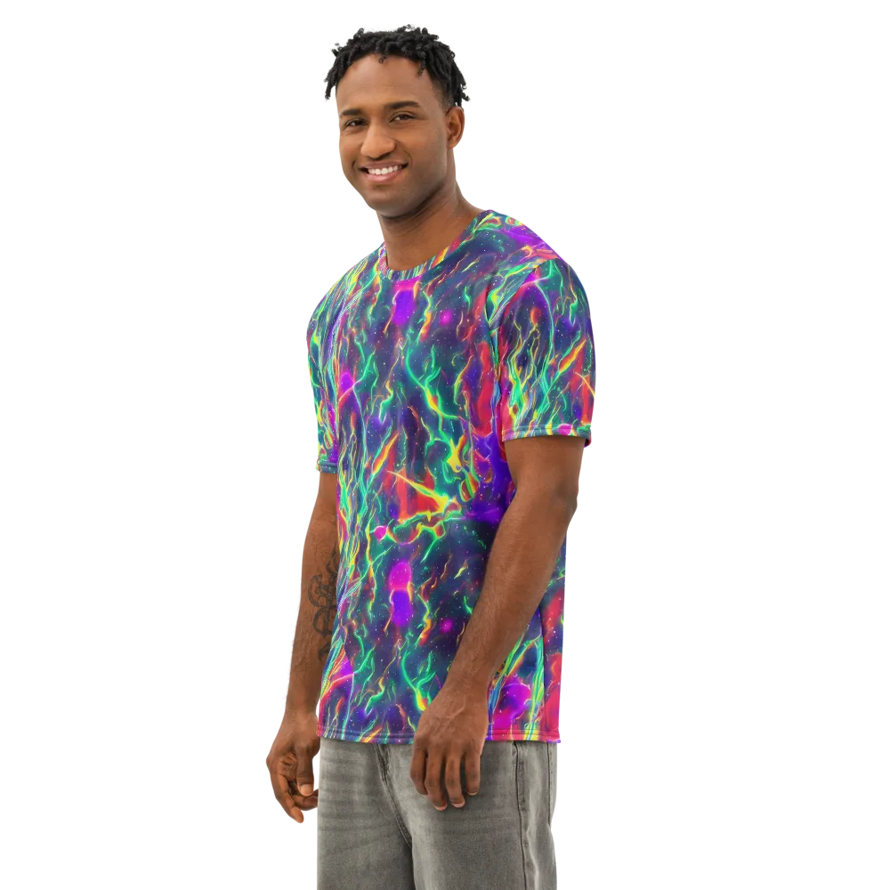 Twin Pines on Men's Cotton Crew Neck T-Shirt — Left Front