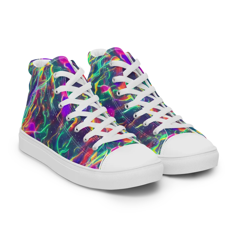 Twin Pines on Men's High Top Canvas Shoes — Right Front