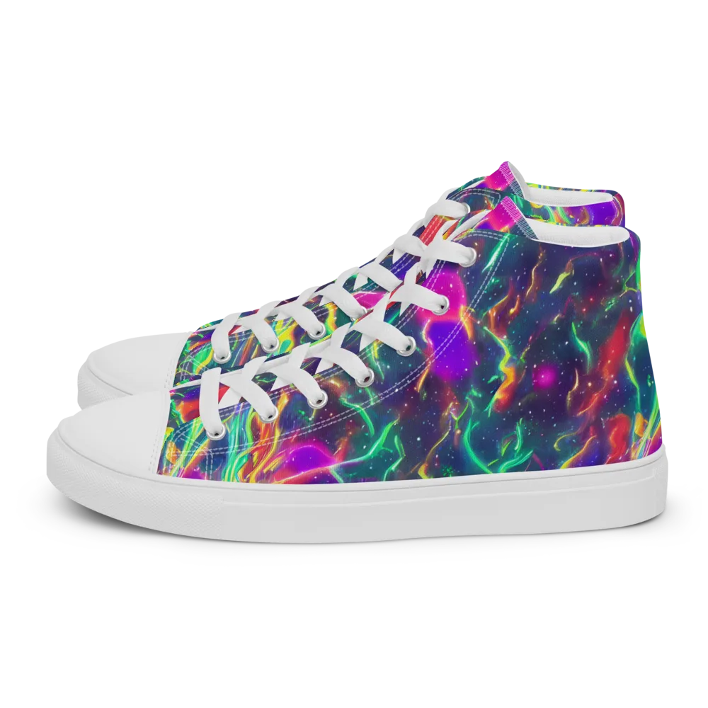 Twin Pines on Men's High Top Canvas Shoes — Left