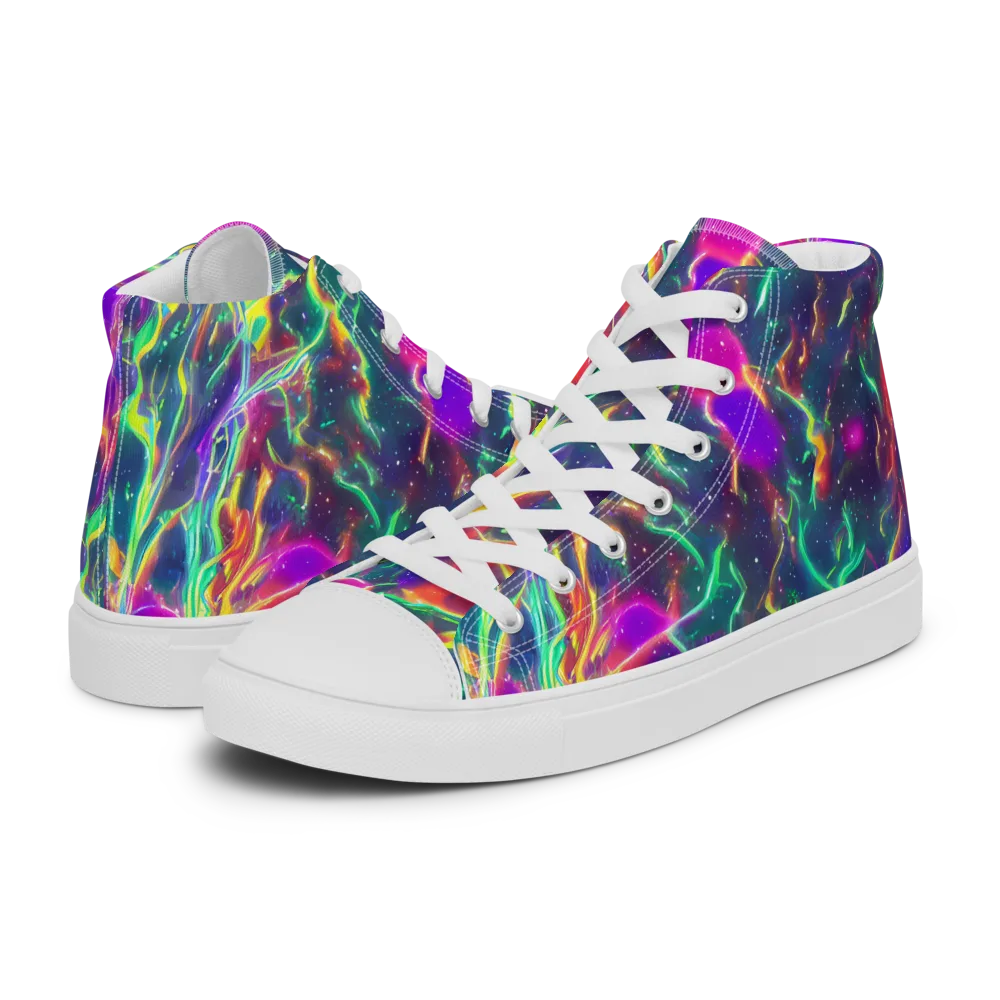 Twin Pines on Men's High Top Canvas Shoes — Left