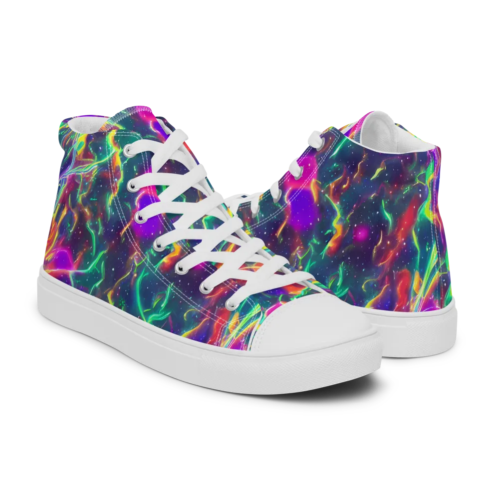 Twin Pines on Men's High Top Canvas Shoes — Right
